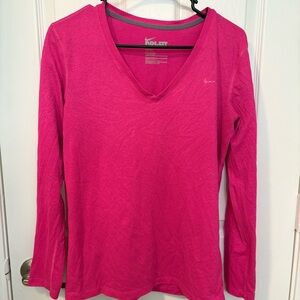 Nike Women's Vivid Pink Long Sleeve Tee